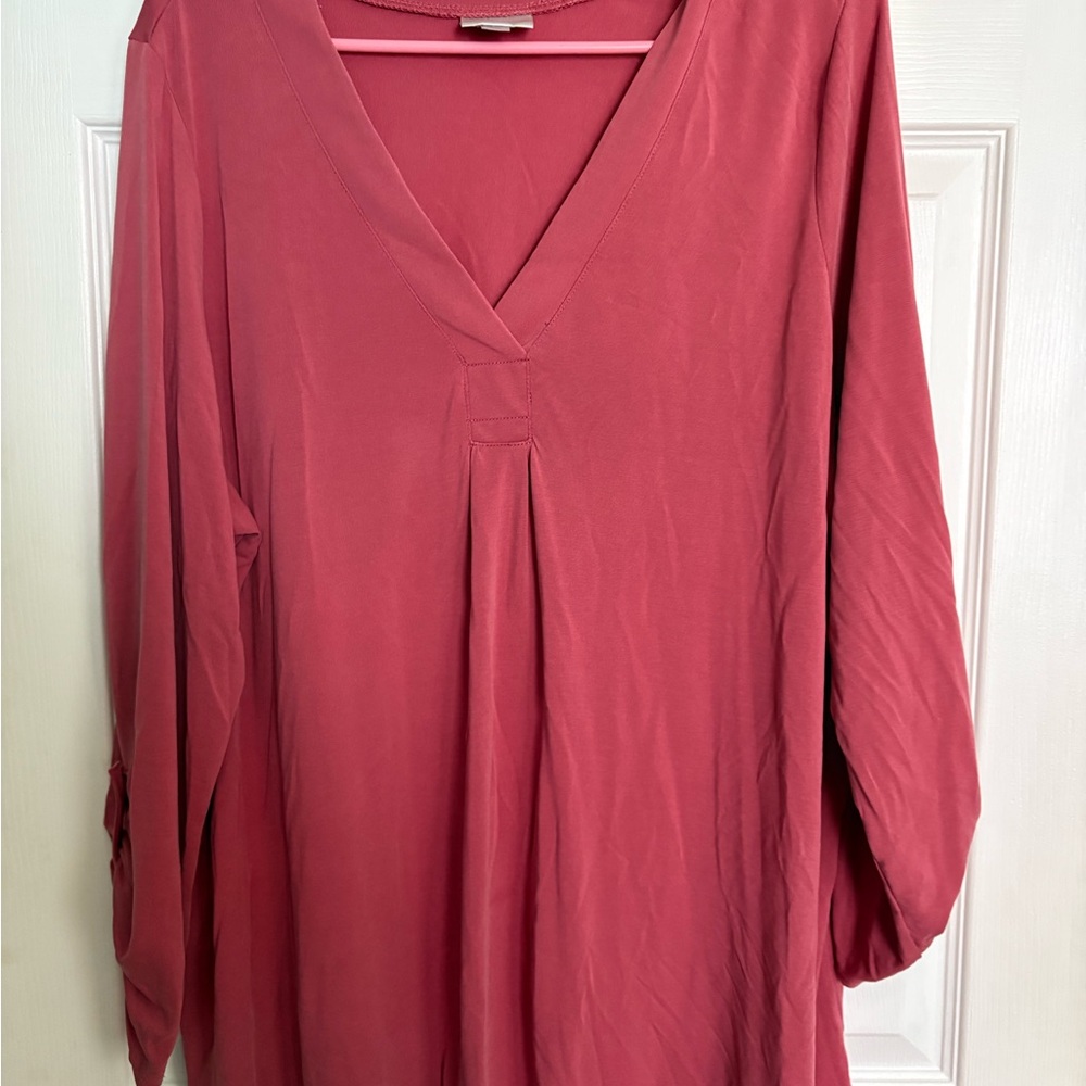 Women's V-Neck Pink Blouse